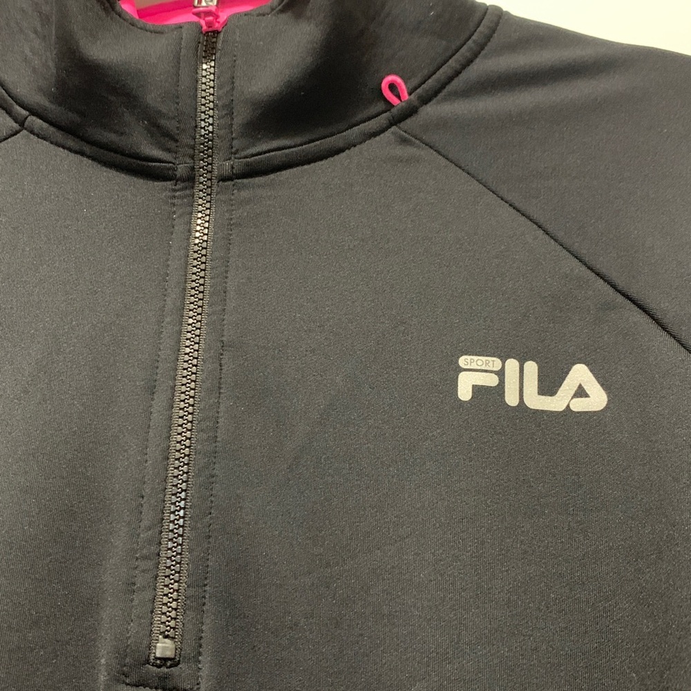 3/$15 Fila Black Pullover Athletic Jacket with Pink Trim Size XL - Picture 2 of 7